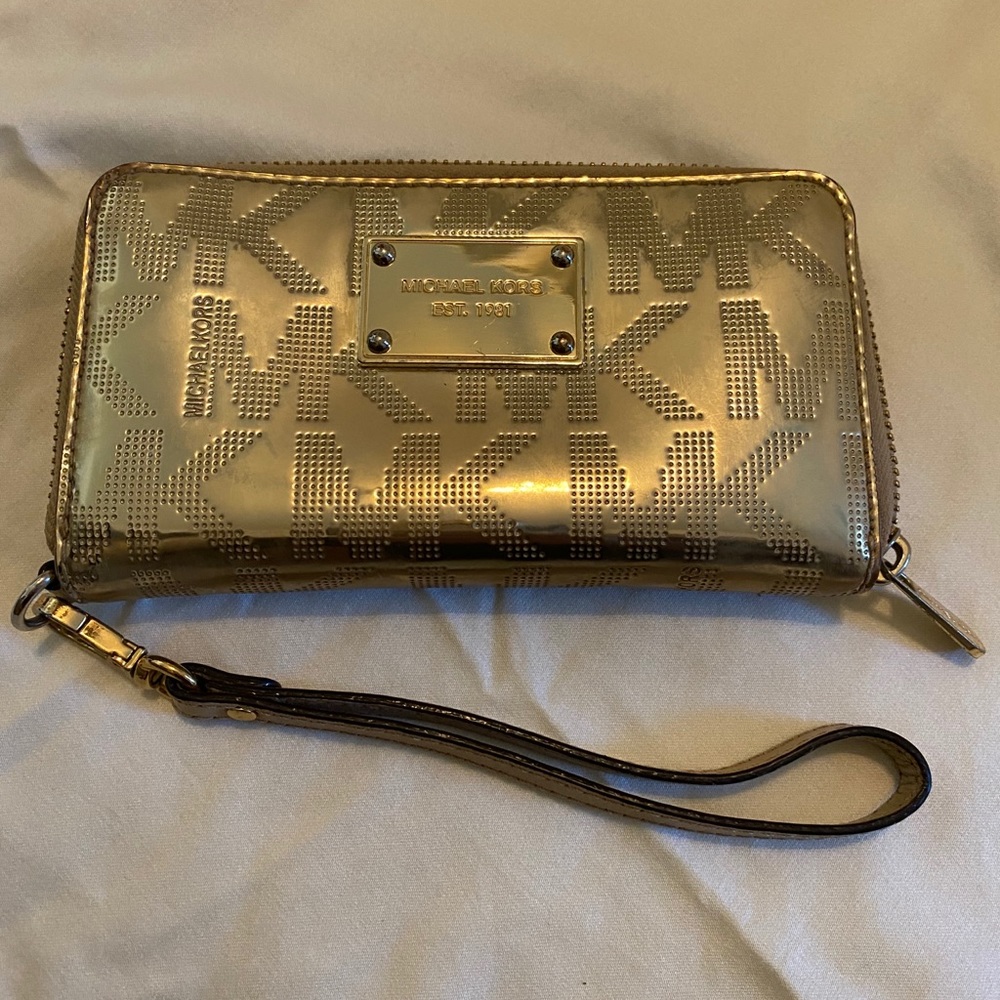 Michael Kors gold wristlet